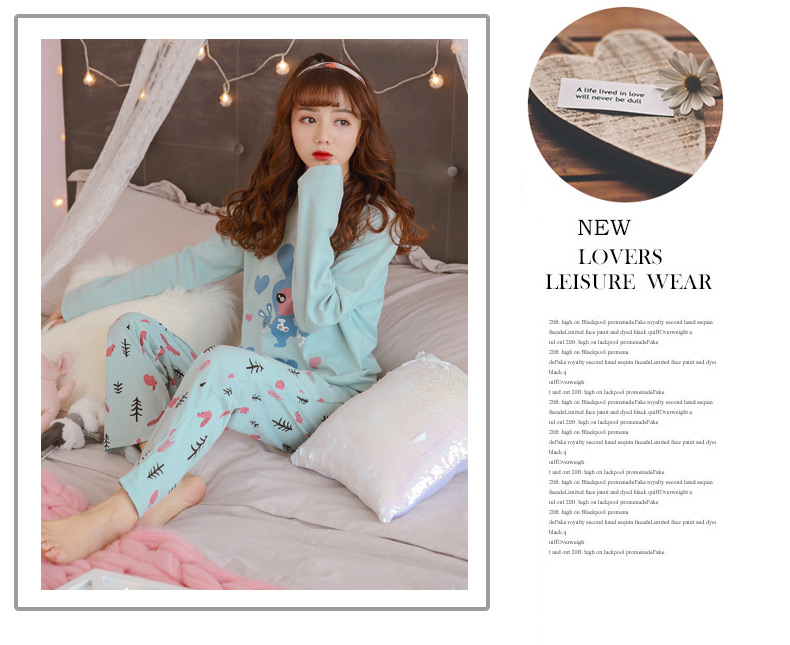 Mùa xuân và mùa hè Bộ đồ ngủ dài tay của phụ nữ cotton mui xe kích thước lớn hoạt hình mùa thu và mùa đông phụ nữ hai mảnh phù hợp với dịch vụ gia đình sinh viên ys quần áo ngủ nữ