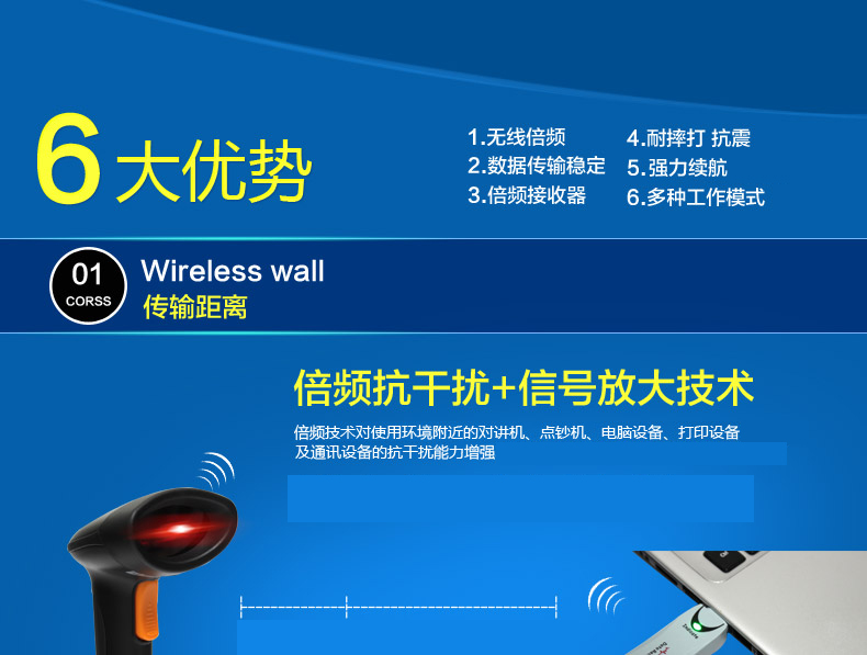 Súng không dây GT608 không dây quét mã máy quét mã vạch không dây mã vạch quét súng mã vạch lưu trữ súng - Thiết bị mua / quét mã vạch