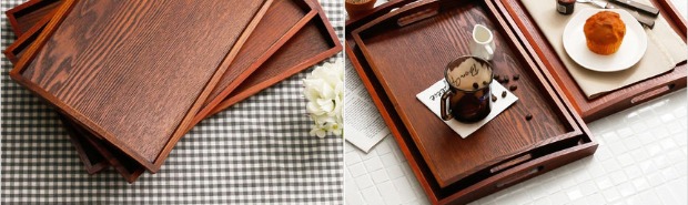Hàn Quốc khách sạn cung cấp khay gỗ hình chữ nhật khay gỗ rắn khay gỗ tấm tấm gỗ khay trà đĩa gỗ tròn