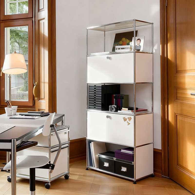 Kabasa Swiss Imported Modular Bookcase Integrated Stainless Steel Storage Cabinet Siusm Mid-Century Style Wall-Mounted Cabinet Kabasa Swiss Imported Modular Bookcase Integrated Stainless Steel Storage Cabinet Siusm Mid-Century Style Wall-Mounted Cabinet