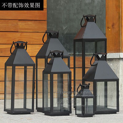 Continental Simple Retro Outdoor Floor Lamp Wrought Iron Lantern Portable Creative Table Ornaments Candle Lantern Wedding Props