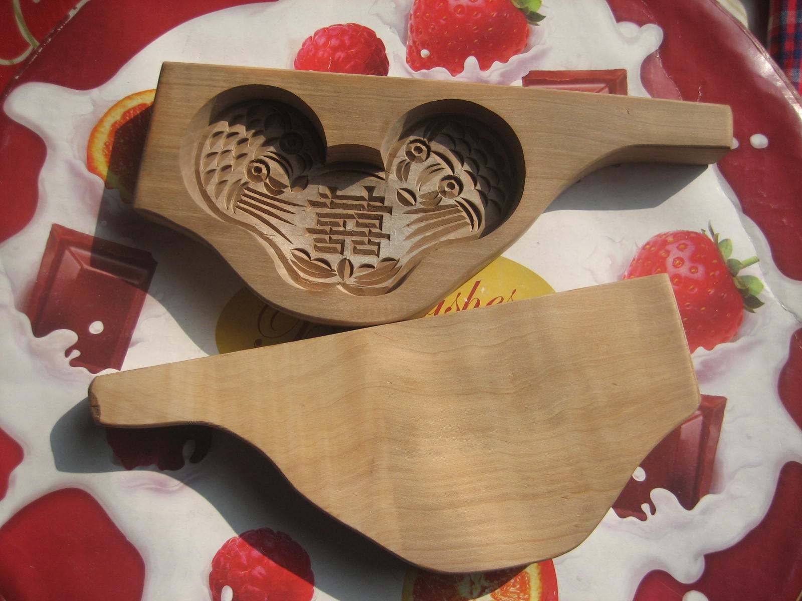 Glue East Chinese New Year steamed buns food moulds Shandong pasta food cake Delicately Wood Sculptures Yuanbao Double Fish Round of Hei Words