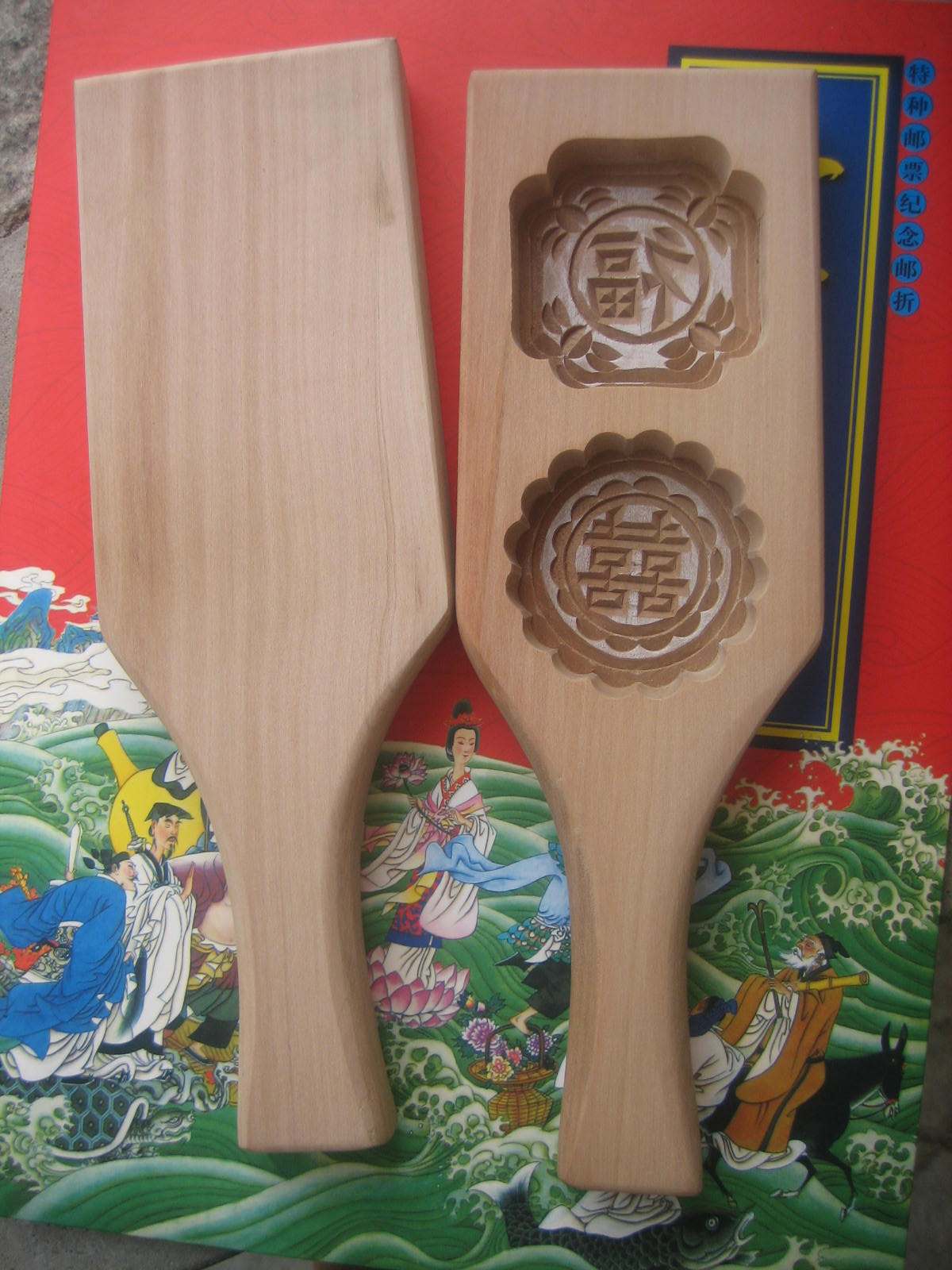 Jiaodong exquisite wooden food mold mold cake mold cake small cake round with handle square Erlian Fuxi