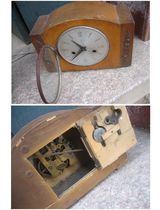 Special price early old mechanical small table clock Polaris brand mechanical wooden shell old table clock antique old clock 1