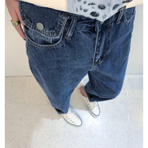 Big Meng early spring new version is very good waist decoration pocket soft texture old jeans tapered pants women