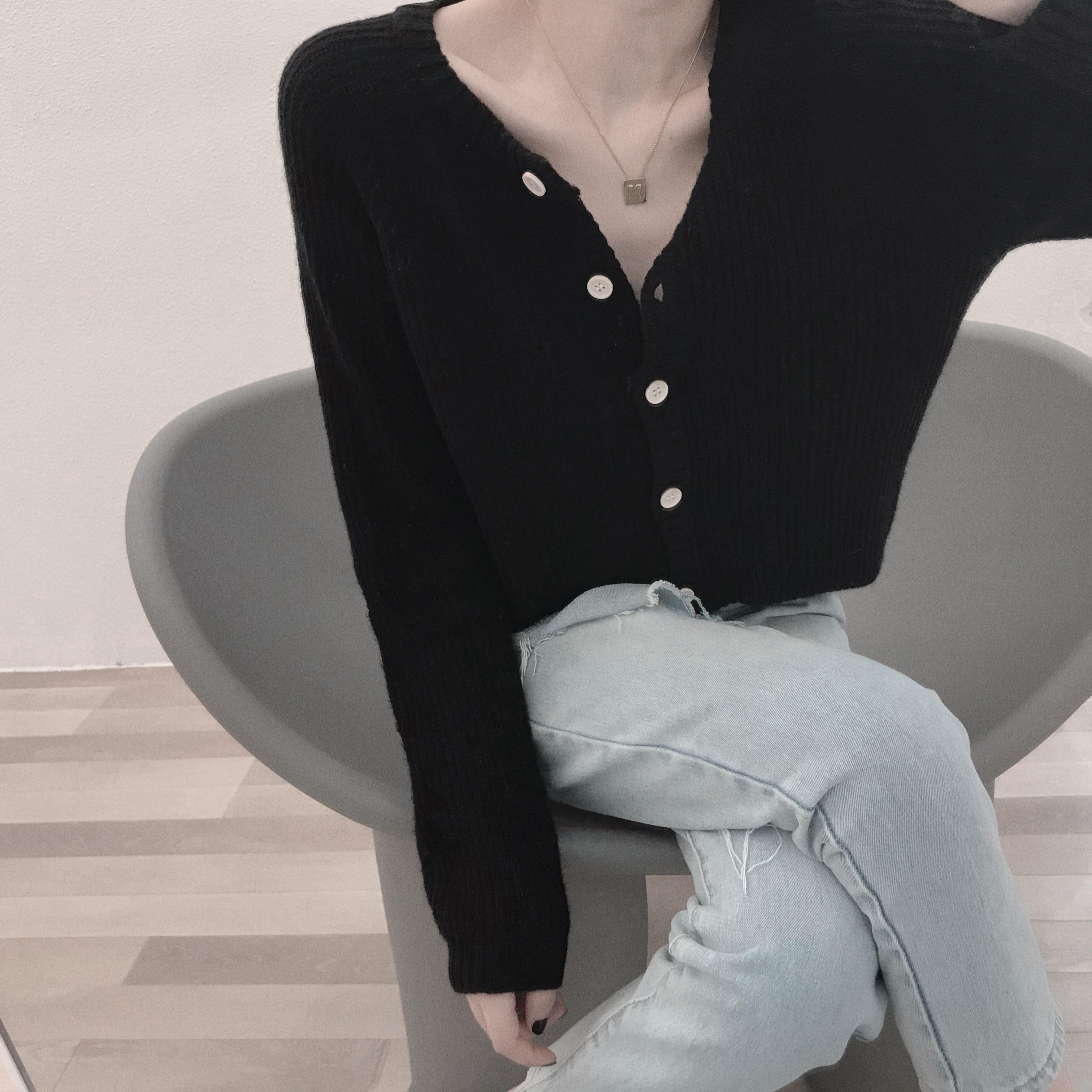 Big cute spring and summer new hit my girl's heart small fresh and good match button insert small cardigan sweater women