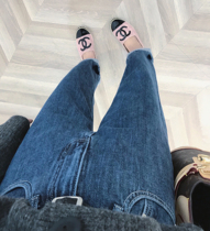 Big Meng winter new products you will definitely fall in love with the bursting and wearing the bright line sanded jeans pants women