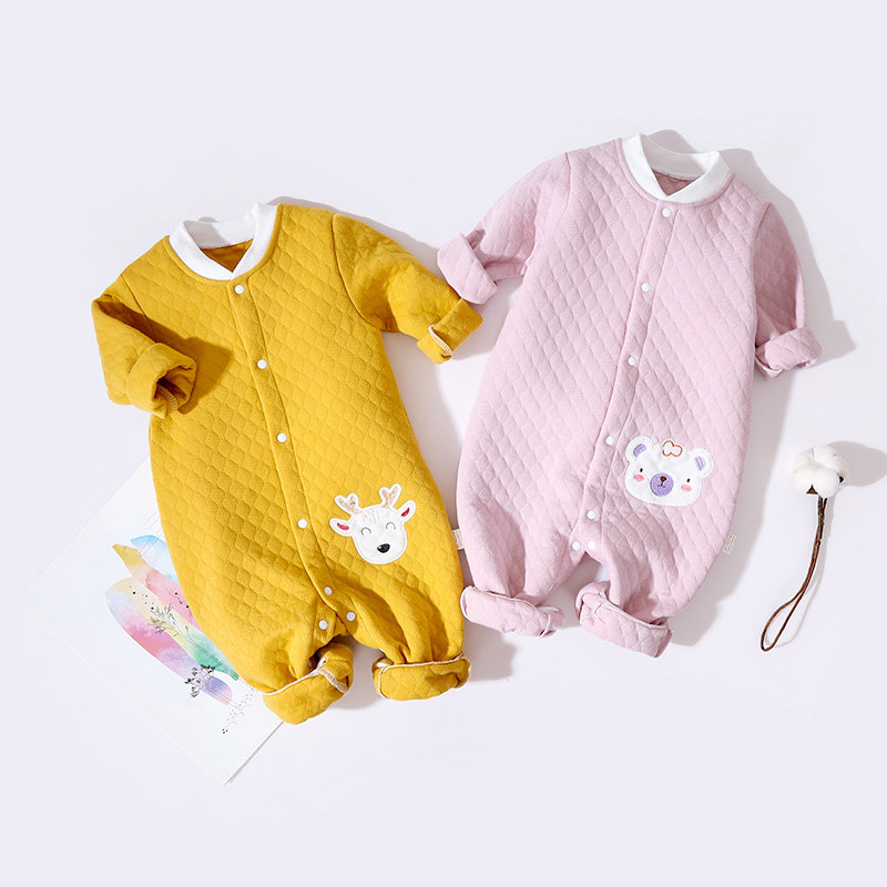 Baby wear autumn and winter cotton baby fall dress outgoes newborn winter clothes warm hackclothes climb pajamas
