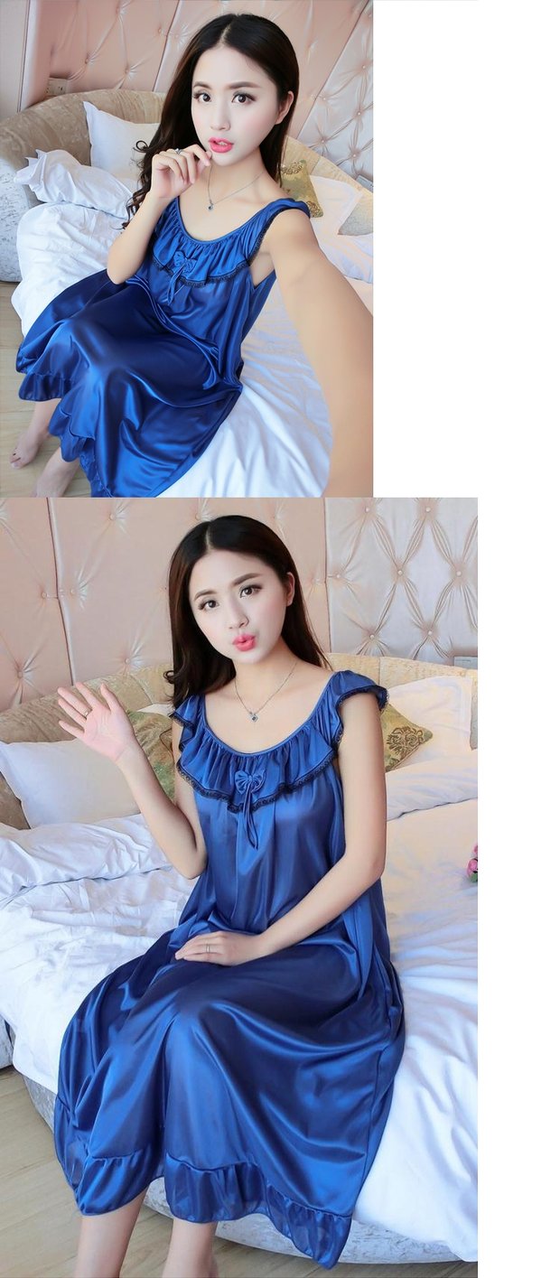 Mùa hè phụ nữ lỏng lẻo lụa trung niên đồ ngủ của phụ nữ váy ngủ mùa hè tay ngắn cộng với phân bón XL chất béo MM mỏng váy thu đông đẹp