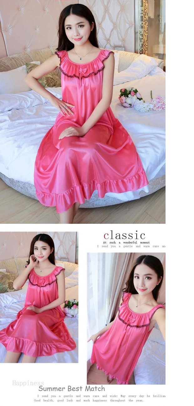 Mùa hè phụ nữ lỏng lẻo lụa trung niên đồ ngủ của phụ nữ váy ngủ mùa hè tay ngắn cộng với phân bón XL chất béo MM mỏng váy thu đông đẹp