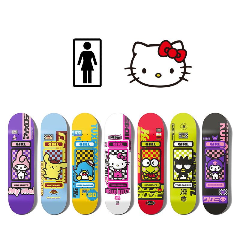 55 Skateboard Shop Genuine Girl Professional Skateboard Deck Sanrio Hello Kitty Collaboration Series