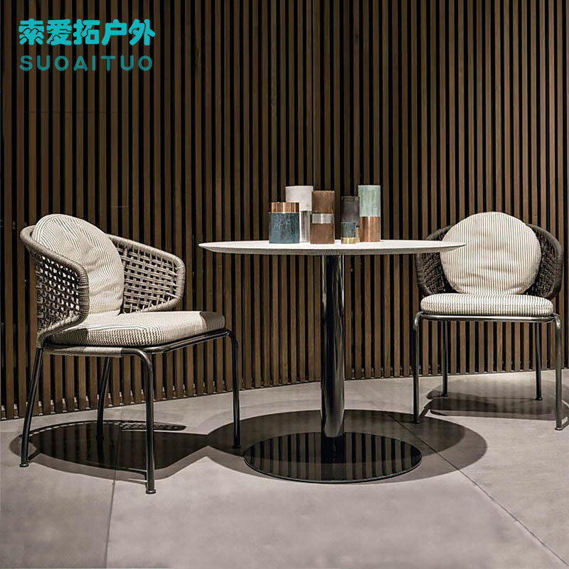Nordic Outdoor Table And Chairs Patio Outdoor waterproof sunscreen Rattan Weave Balcony Casual Table And Chairs Combo Rattan Chair Three Sets