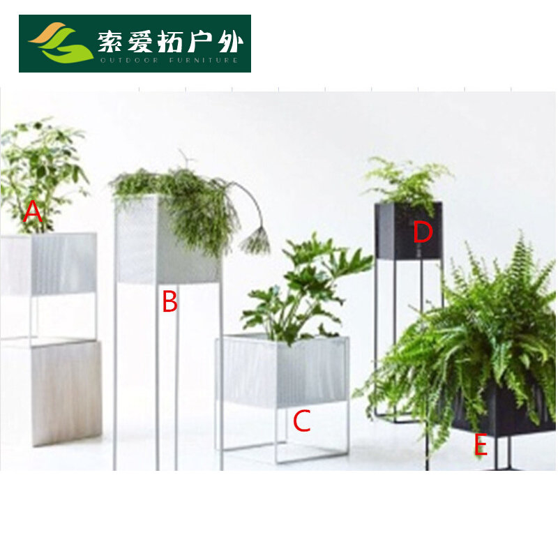 Model room courtyard rattan flower box hotel open-air balcony flower shelf villa garden decoration imitation rattan box customization