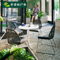 Creative Outdoor Table & Chairs Patio Open-air Rattan Chairs Tea Table Combined Balcony Casual Table and table Room Rattan Furniture