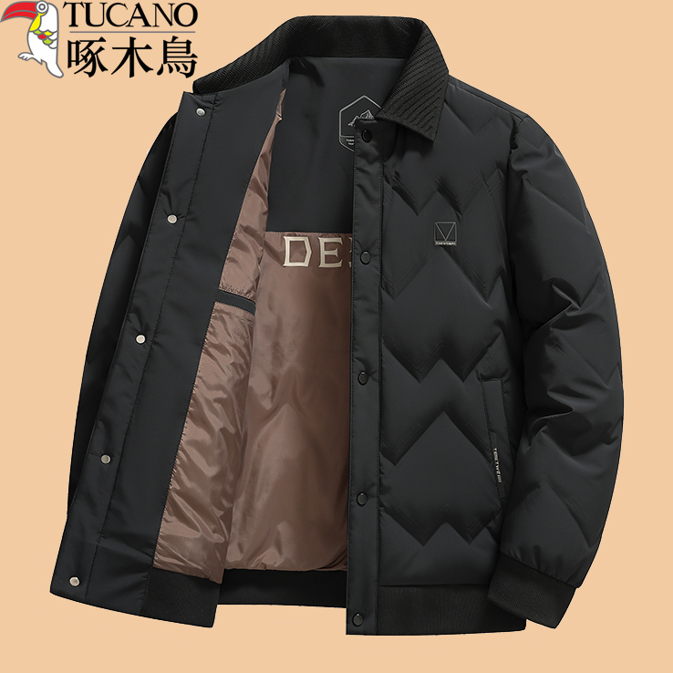 Woodpecker Winter Lightweight Casual down Jacket for Middle-Aged Men, Warm Winter Coat for Middle-Aged and Elderly Fathers