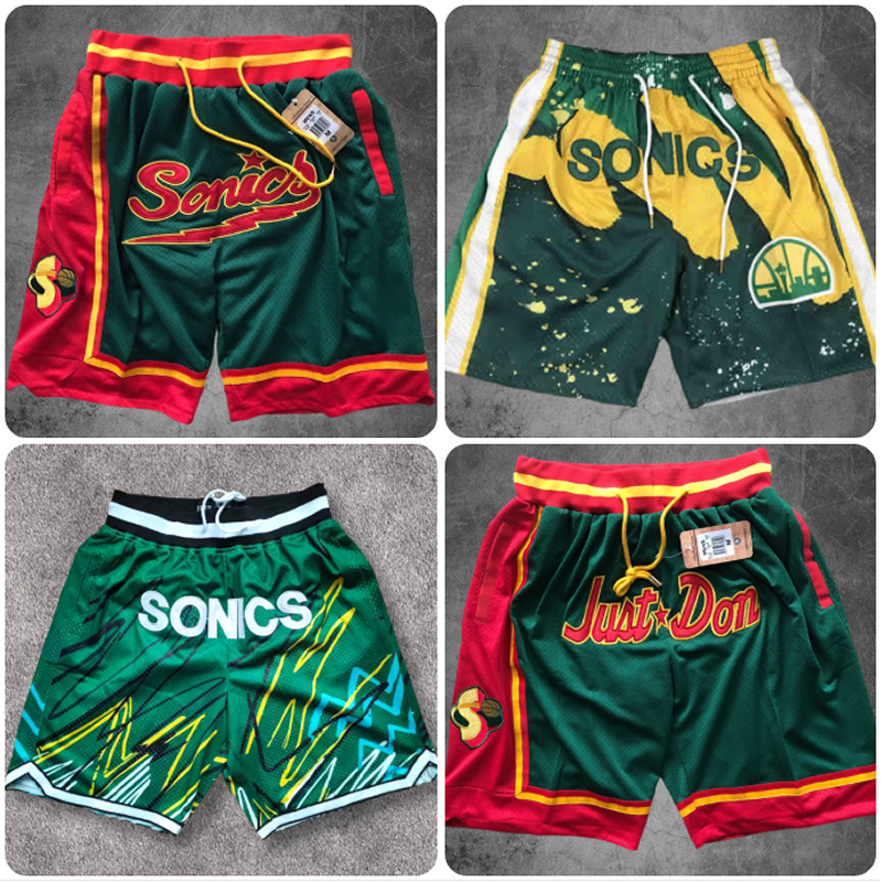 Supersonic Team Basketball Shorts Embroidered Retro Swingman American High Street Sports Shorts Pocket Shorts Five-Point Shorts Men