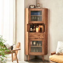 Nordic solid wood triangle cabinet corner shelf corner corner storage cabinet ash wood triangle wine cabinet