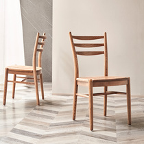 Ash wood dining chair all solid wood Japanese log modern minimalist dining chair wooden backrest home Nordic solid wood dining chair