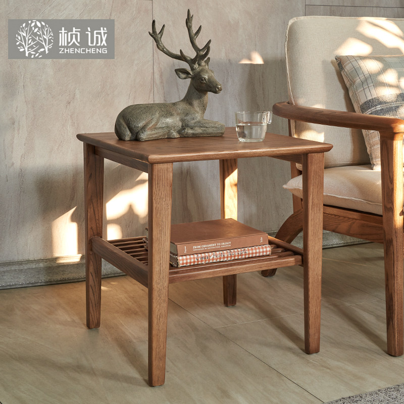 Nordic solid wood square a few corners several living-room sofa sides a few coffee small side tables complete with modern minimalist white wax wood furniture-Taobao
