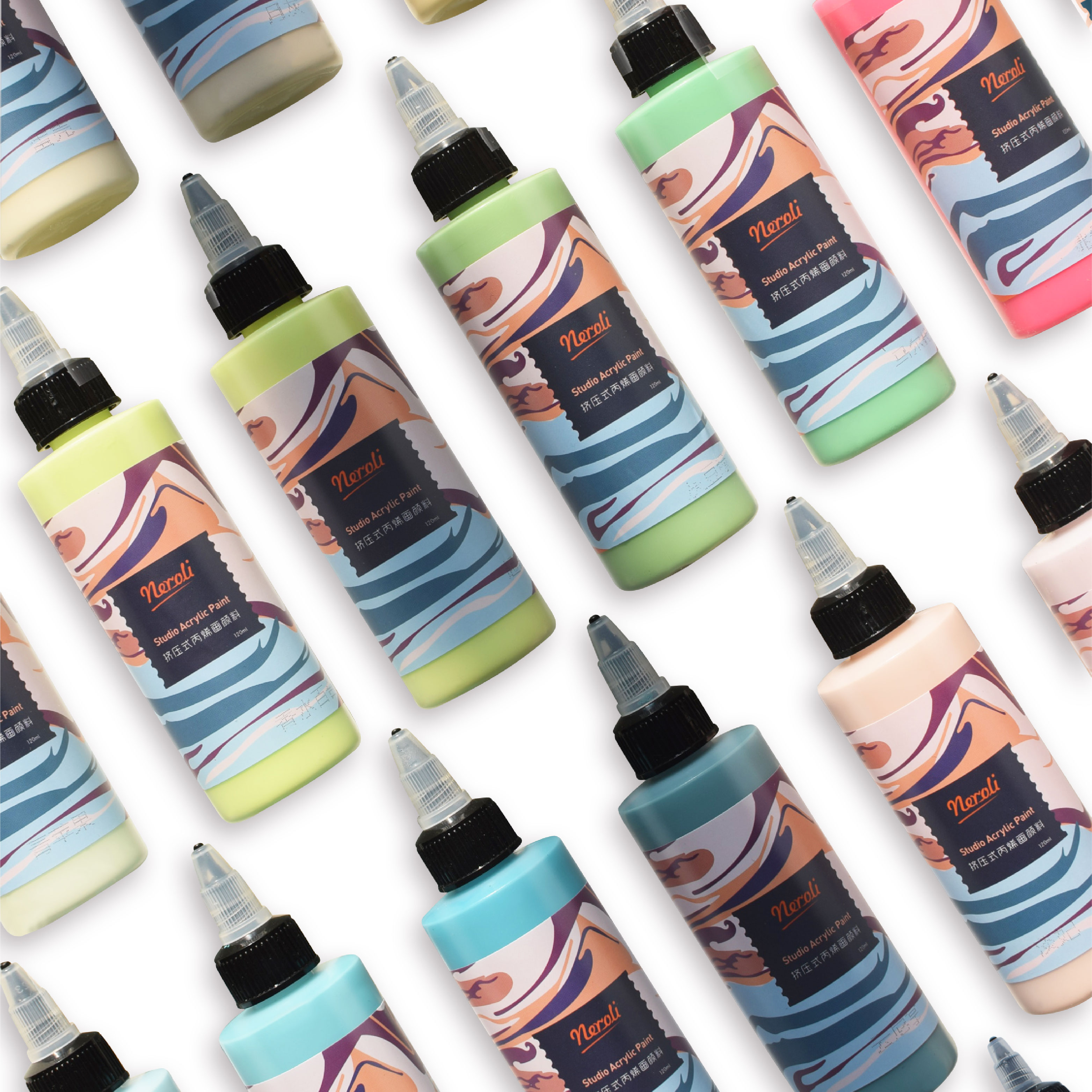 Morandi color acrylic pigment Advanced gray extrusion type 500ml large bottle wall painting kindergarten children's studio pigment