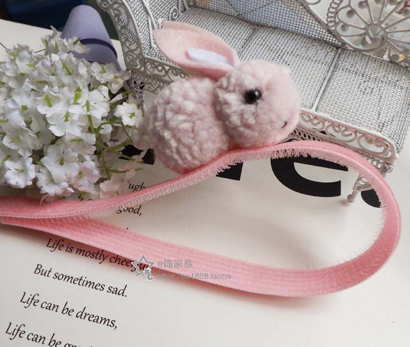 e decoration family new cute hair ball Rabbit soft hair band sticky hair band Bangs stickers no trace sticky hair post girl jewelry