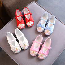 Child Hanfu Shoes Girl Embroidered Shoes Old Beijing Cloth Shoes Baby Tangi Chinese Wind Show Shoes Dance Shoes