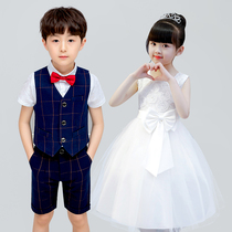 61 Children Act Out of Kindergarten Back Belt Pants Suit Elementary School Childrens Choir Performance Suit Men And Women Gowns summer