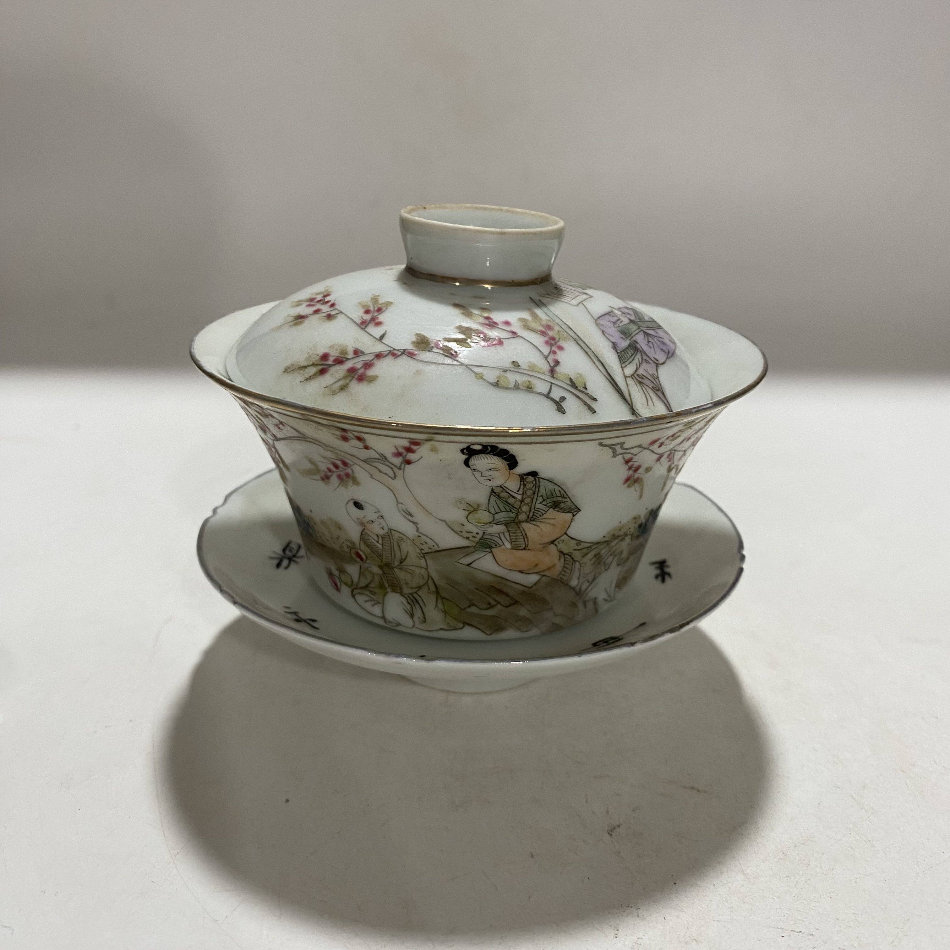 大明万历年制青花人物主人杯子古董古玩瓷器收藏摆件旧货花瓶包邮-淘宝