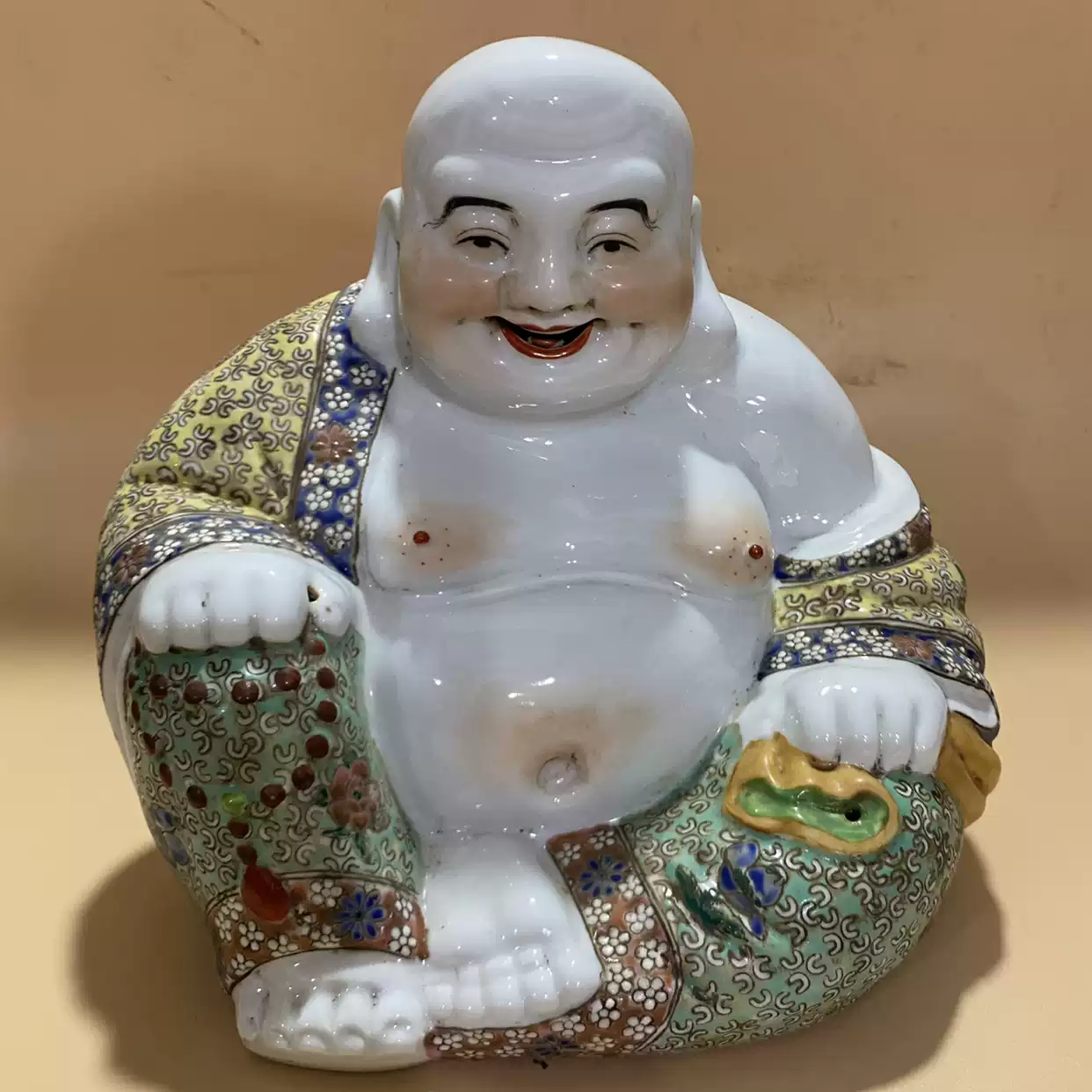 置物　弥勒佛 粉彩人物 民国时期老物件粉彩雕塑弥勒佛古董古玩瓷器收藏摆件旧货