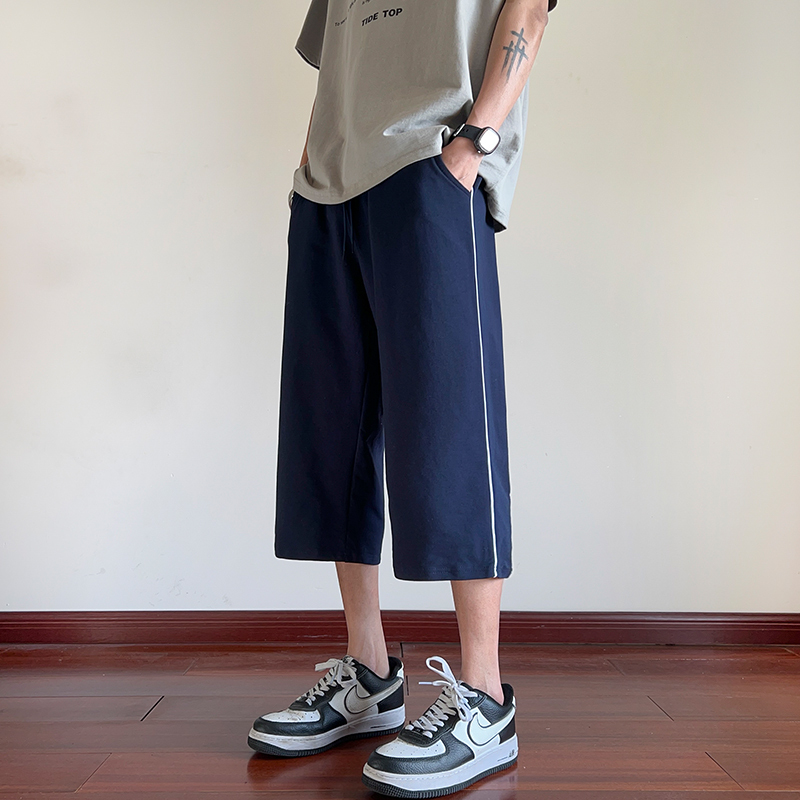 Navy Blue Sports Shorts for Men and Women, Summer Thin School Uniform Pants, Dark Blue Junior High School, High School, and Elementary School Students' Cropped Pants