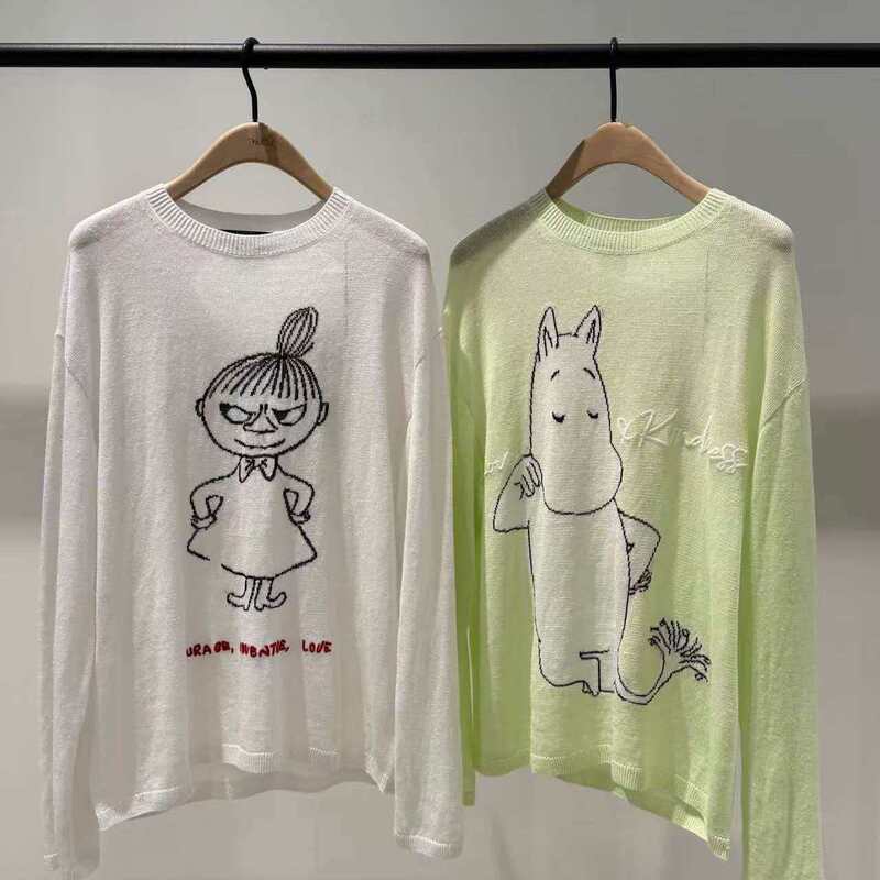 Moomin Mo Genuine Knitted Sweater 2026 Summer New Cotton and Linen Hand-Embroidered Lightweight Long-Sleeved Mbf2Swt040
