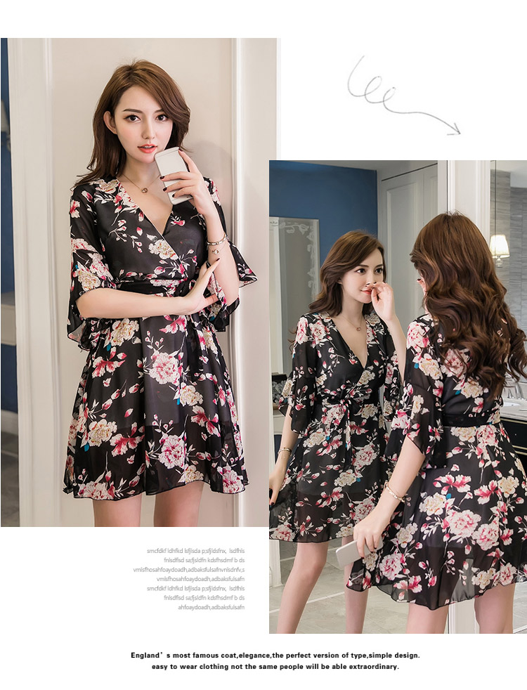 VK旗艦店 韓系一字領修身顯瘦晚禮服性感雷絲短袖洋裝