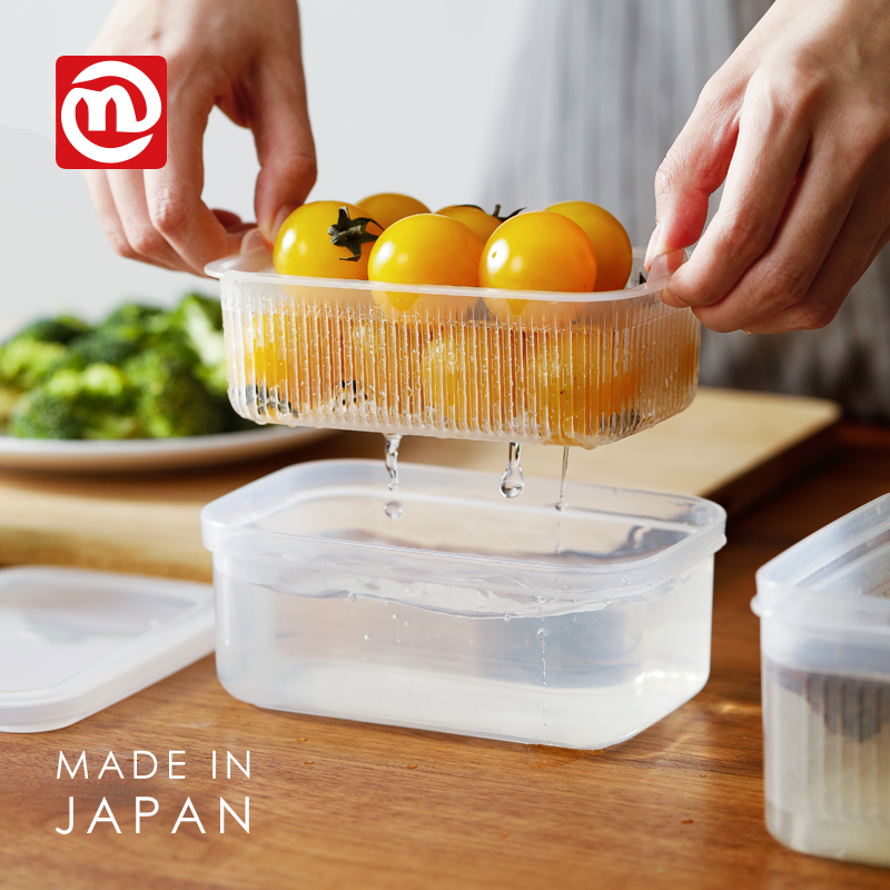 NAKAYA Japan imported drain preservation box Plastic kitchen refrigerator food storage box Fruit and vegetable storage box