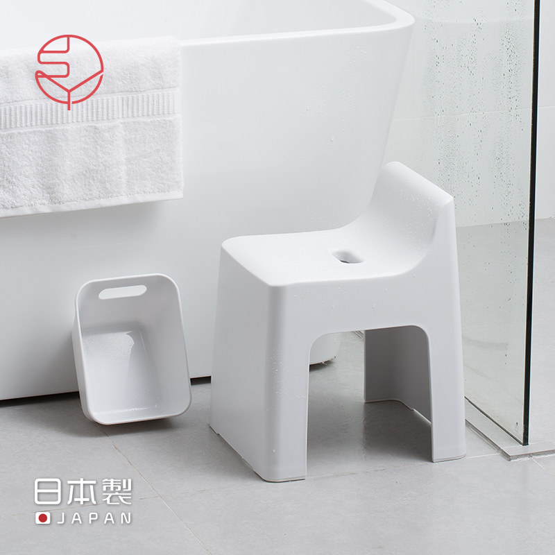 Frost Mountain Japan imported plastic stool backrest bench bathroom bath stool non-slip water spoon water scoop can hang water basin