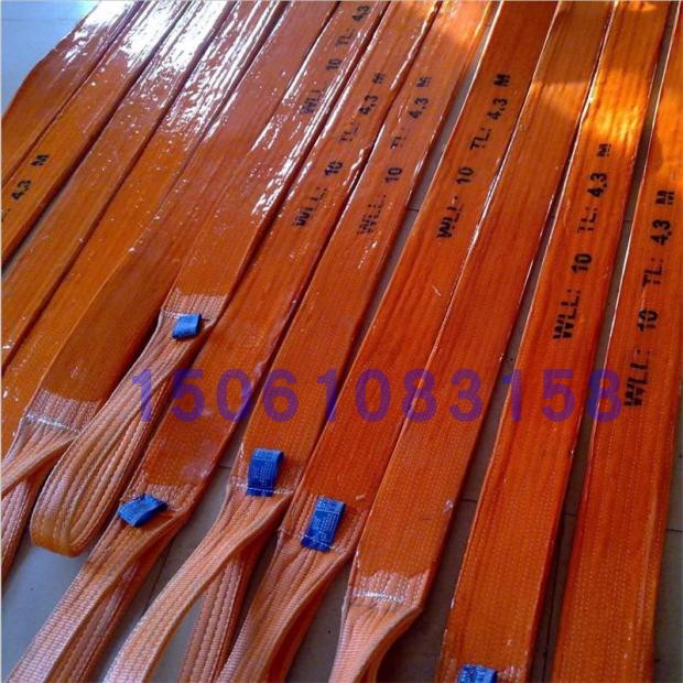 Single-sided double-sided glued wear-resistant anti-cut polyurethane flat lifting sling glass sling 3 5 8 tons 1 meter