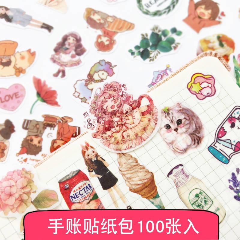 Hand book sticker 100 cheap girl heart fresh hand account diy and paper mobile phone diary cartoon decoration cute