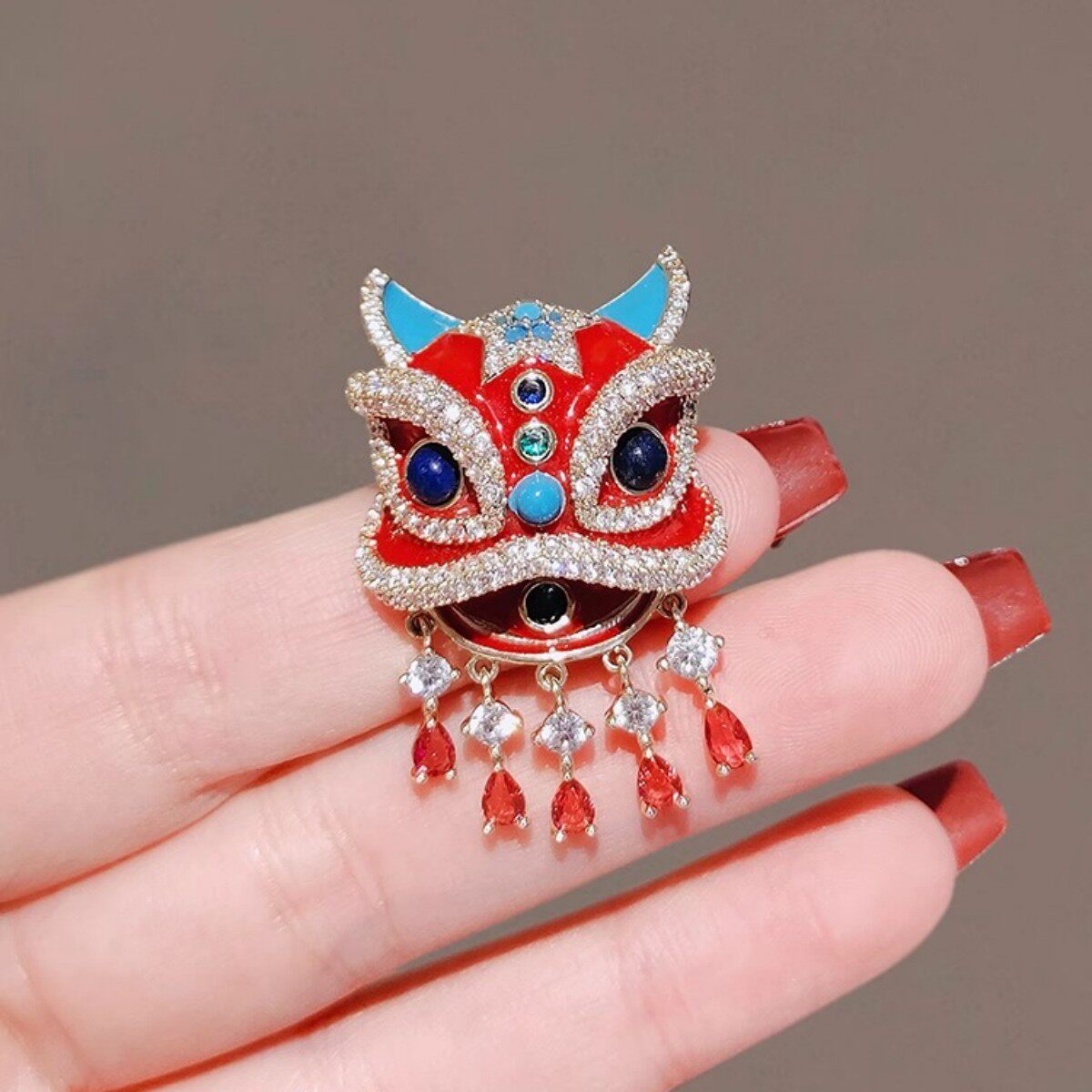 chinese lion dance brooch – red cultural statement fashion jewelry pin chinese lion dance brooch – red cultural statement fashion jewelry pin