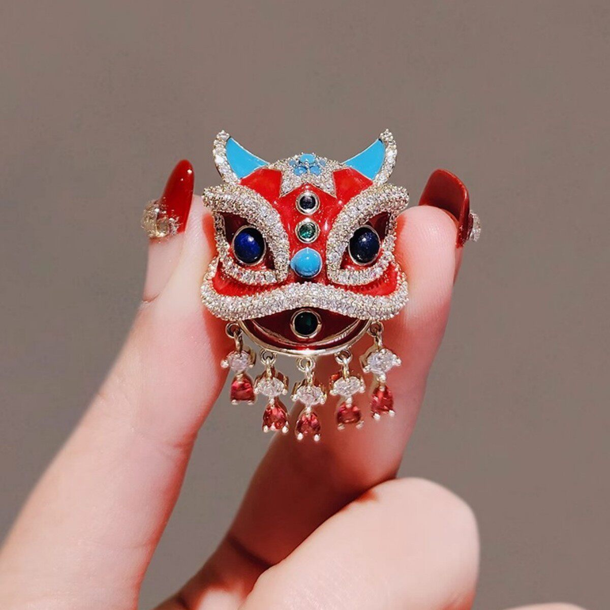 chinese lion dance brooch – red cultural statement fashion jewelry pin chinese lion dance brooch – red cultural statement fashion jewelry pin