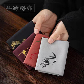 手绘古琴擦布 麂皮绒加厚擦布 加长加宽可水洗 清洁琴面琴弦