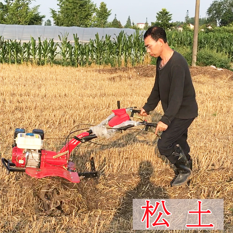 8 horsepower gasoline micro - plougher multi - function loosening soil weeding furrow ridging rotary ploughing small farm plougher