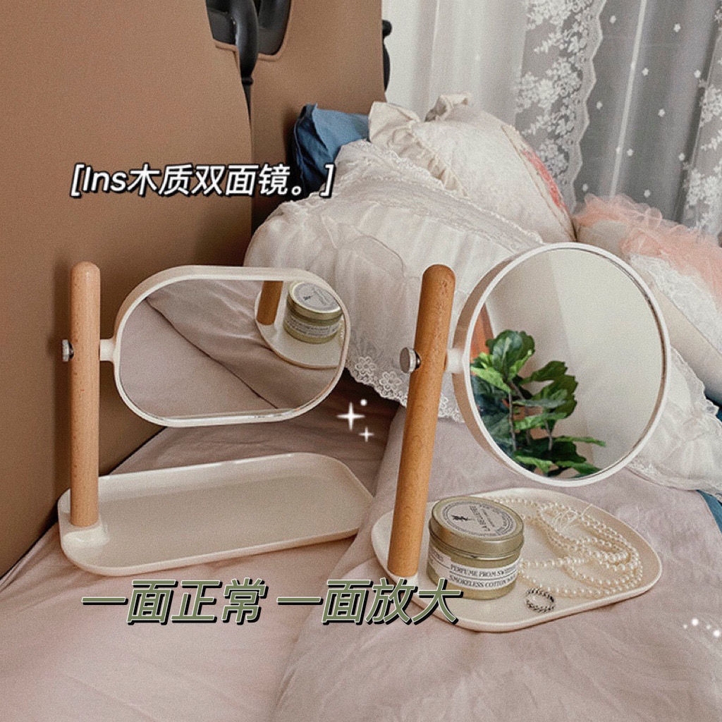Dressing table mirror light luxury high-end makeup mirror makeup mirror vertical mirror on the table student dormitory