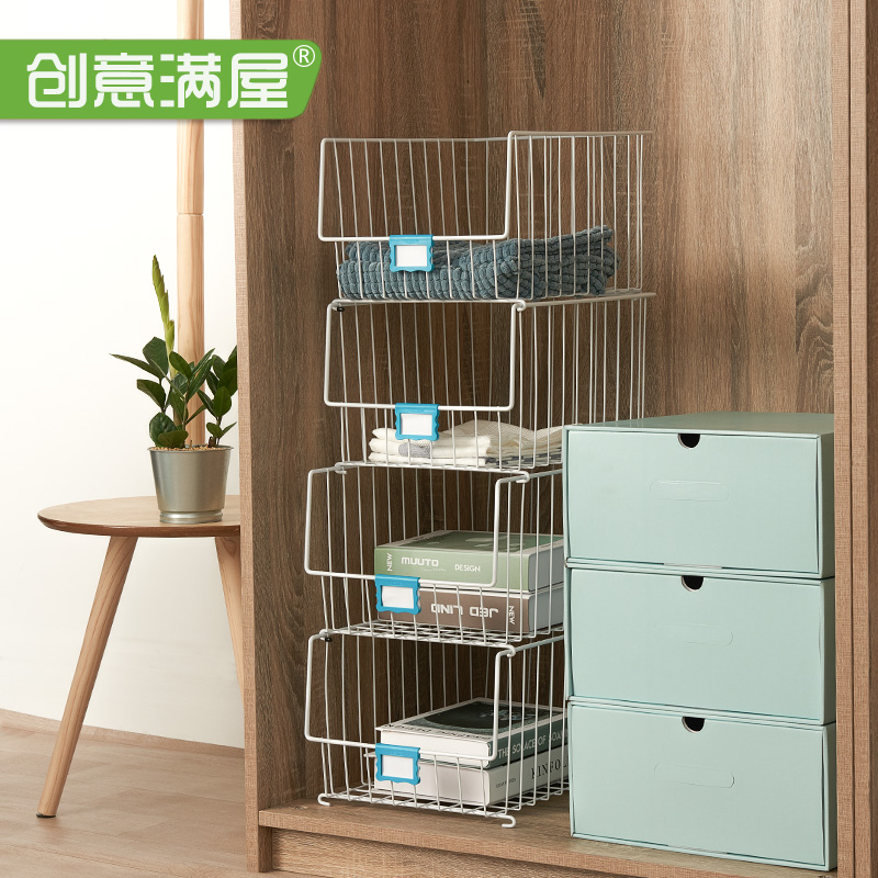 Wardrobe storage basket wardrobe storage shelf drawer cabinet inside the partition layer shelf free perforated compartment shelf