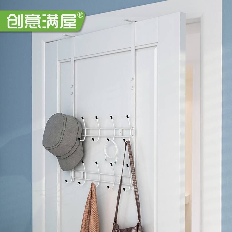 Over-The-Door Hook with Extended Hanger, No-Drill Required, Double-Layer New Model for Bedroom, Door-Mounted Clothes Rack and Storage Shelf, 5cm Thick