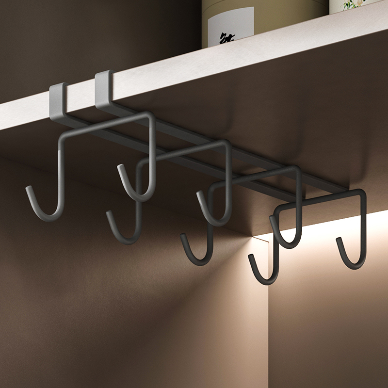 Kitchen Hook, No-Drill Hanging Rack, Cup Holder, Under-Cabinet Storage Rack for Spatulas, Spoons, and Cooking Utensils