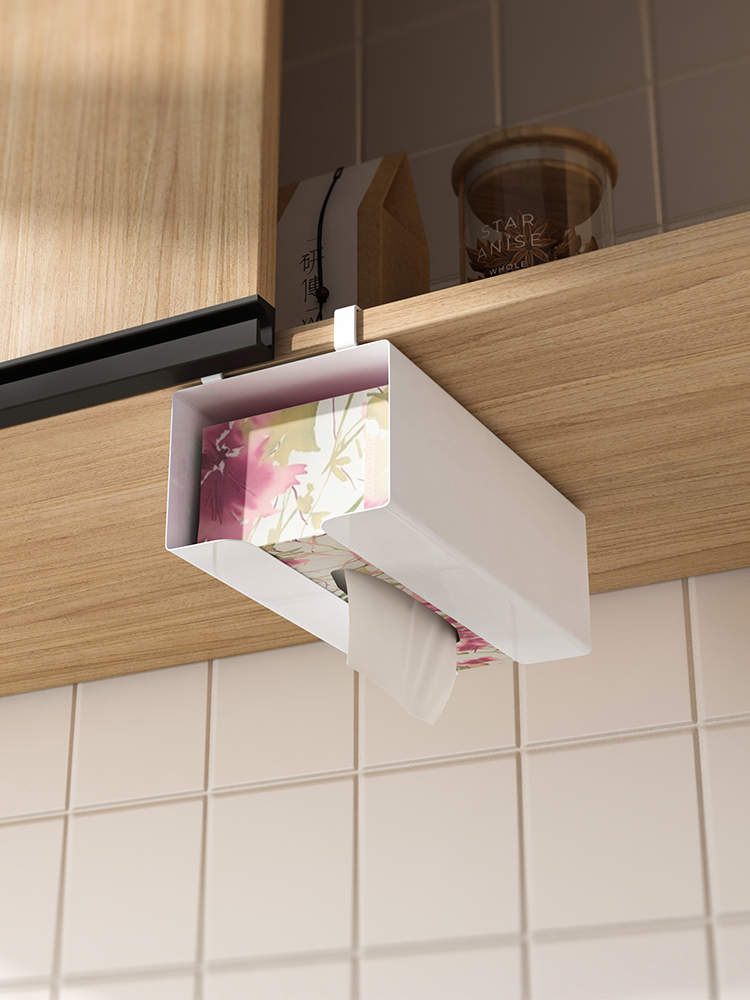 Kitchen tissue holder Kitchen removable toilet paper roll toilet paper storage shelf Hole-free kitchen removable toilet paper napkin holder Paper towel rack