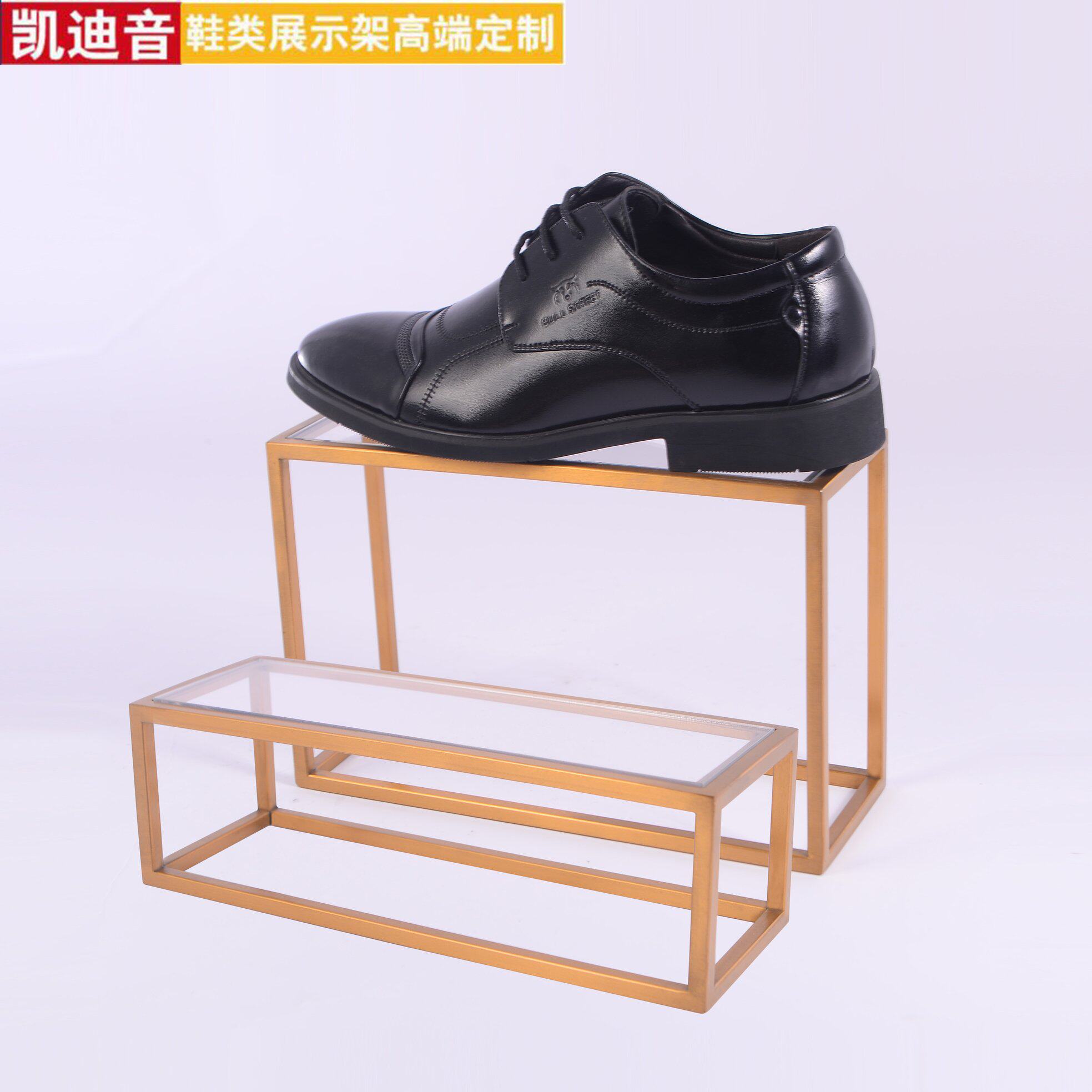 New product stainless steel bag shelf bag display shelf shoe shelf shoe stool bag stool display shelf titanium gold high and low shelf