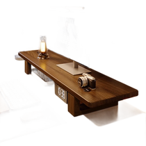 Guiqi walnut color solid wood monitor elevated desktop computer desk storage rack office desk storage pad GC