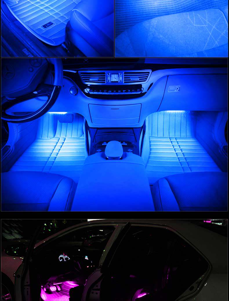 汽车遥控氛围灯 车内气氛灯脚底氛围灯9LED灯饰 七彩5050装饰灯-阿里巴巴