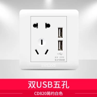 Двойной USB с пятью отверстиями (820 простой белый)