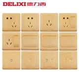 德力西 CD820 с Switch Socket Dark Установка настенная панель Домашняя шампанское золото.